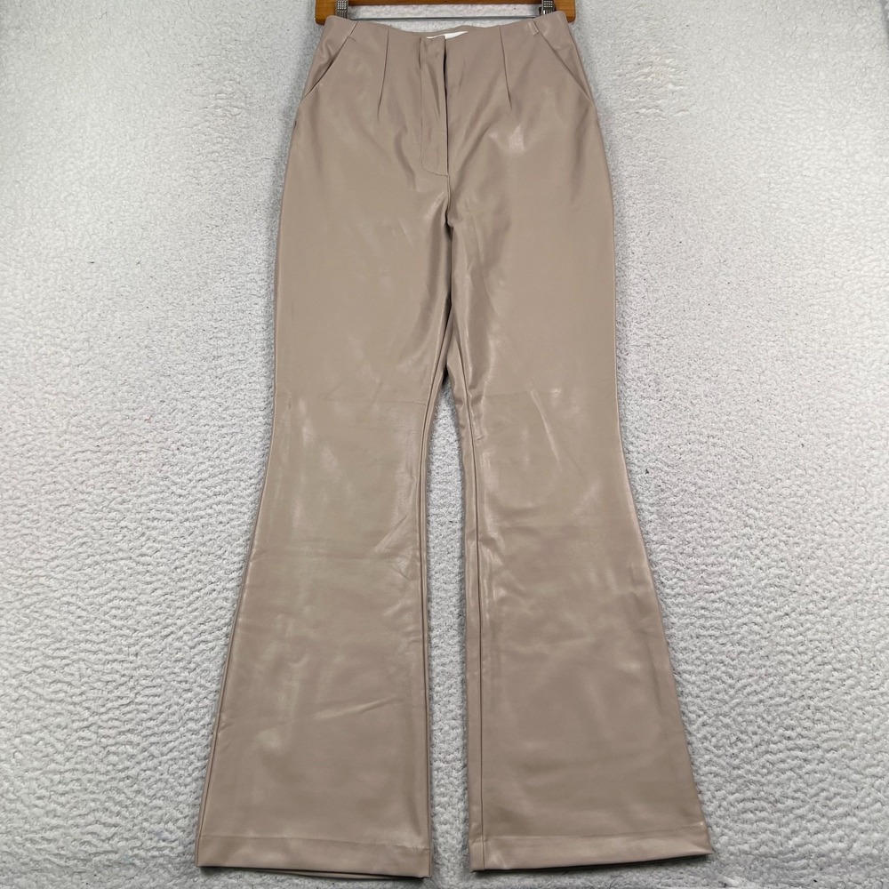 Abercrombie & Fitch Pants Womens 26/2 Curve Love Vegan Leather Flare Taupe